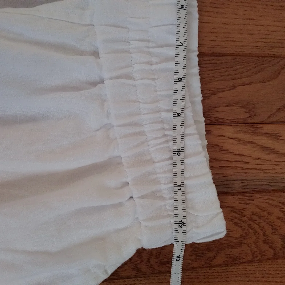 COS Linen Elastic Drawstring High Waisted White Bermuda Shorts - Picture 8 of 15